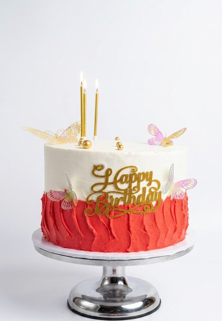 Butterfly Two-Tone Birthday Cake by Dahasa Cakes in Abuja